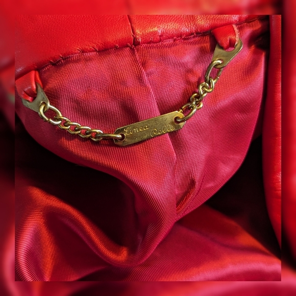 80's VINTAGE RED LEATHER JACKET - Picture 3 of 4